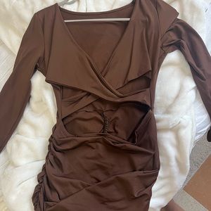 Brown cut out dress